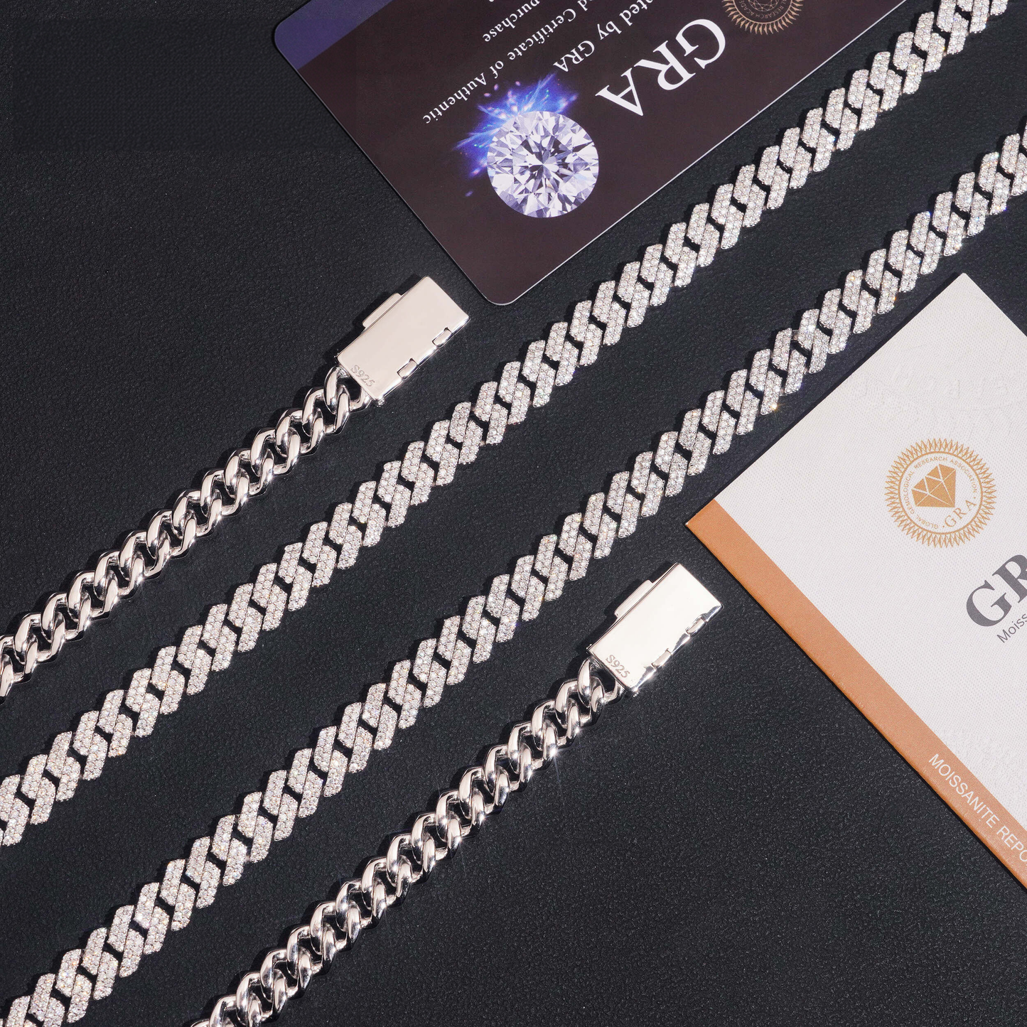.925 SILVER CUBAN LINK MOISSANITE CHAIN PAVÉ SETTINGS 8MM VTNL0013