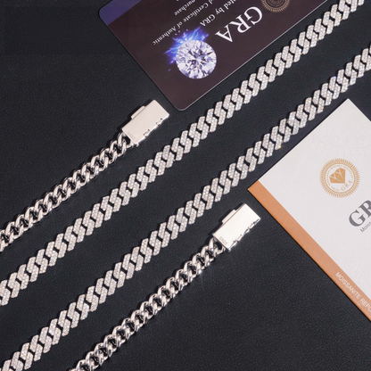 .925 SILVER CUBAN LINK MOISSANITE CHAIN PAVÉ SETTINGS 8MM VTNL0013