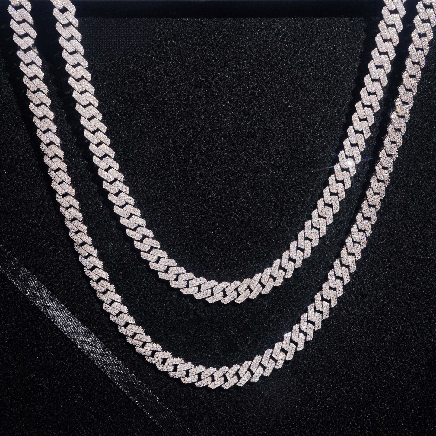 .925 SILVER CUBAN LINK MOISSANITE CHAIN PAVÉ SETTINGS 8MM VTNL0013
