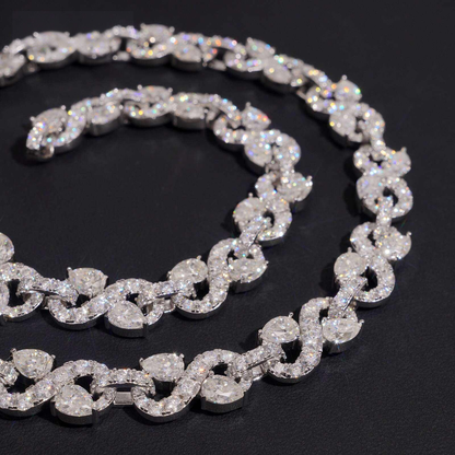 .925 SILVER CUBAN INFINITY LINK PEAR CUT ACCENTS MOISSANITE CHAIN 13MM VTNL0004