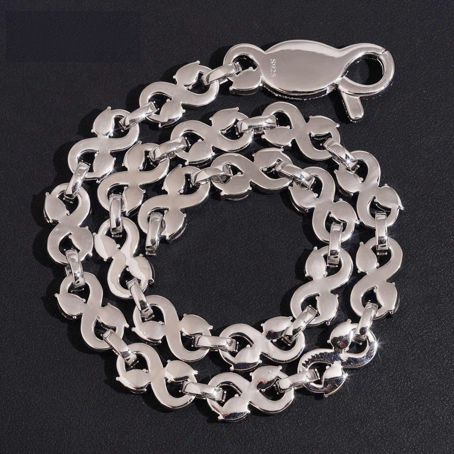 .925 SILVER CUBAN INFINITY LINK PEAR CUT ACCENTS MOISSANITE CHAIN 13MM VTNL0004