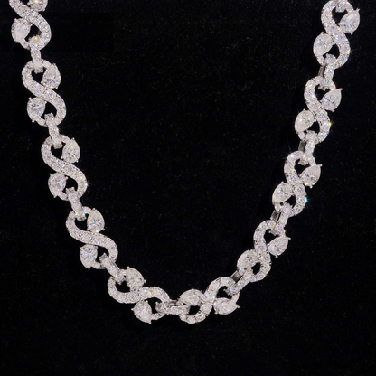 .925 SILVER CUBAN INFINITY LINK PEAR CUT ACCENTS MOISSANITE CHAIN 13MM VTNL0004