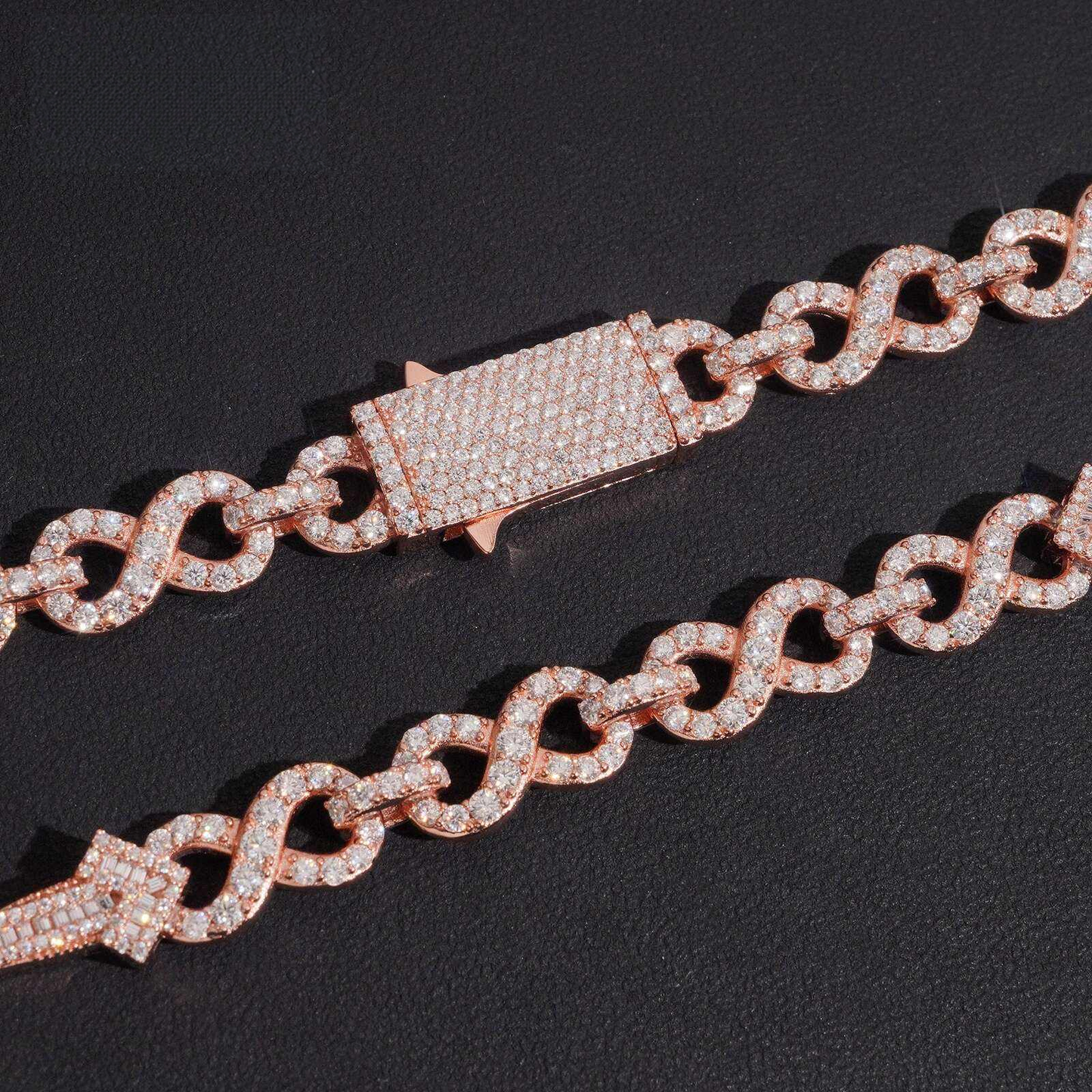 .925 SILVER CROSS CUBAN INFINITY LINK MOISSANITE CHAIN PAVÉ SETTINGS VTNL0014