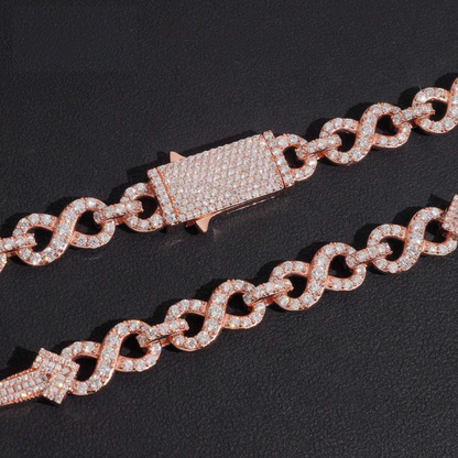 .925 SILVER CROSS CUBAN INFINITY LINK MOISSANITE CHAIN PAVÉ SETTINGS VTNL0014