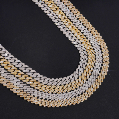 .925 SILVER CUBAN LINK MOISSANITE CHAIN PAVÉ SETTINGS 10MM VTNL0017-S925 (OVAL CUT) VTNL0018-S925 (STRAIGHT CUT)
