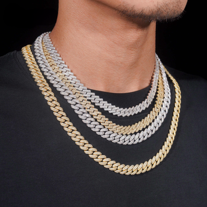 .925 SILVER CUBAN LINK MOISSANITE CHAIN PAVÉ SETTINGS 10MM VTNL0017-S925 (OVAL CUT) VTNL0018-S925 (STRAIGHT CUT)