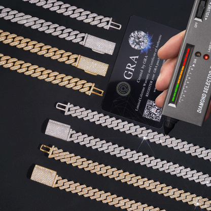 .925 SILVER CUBAN LINK MOISSANITE CHAIN PAVÉ SETTINGS 10MM VTNL0017-S925 (OVAL CUT) VTNL0018-S925 (STRAIGHT CUT)