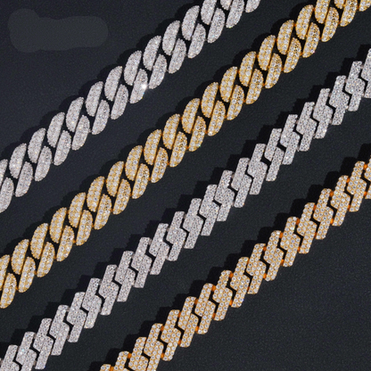 .925 SILVER CUBAN LINK MOISSANITE CHAIN PAVÉ SETTINGS 10MM VTNL0017-S925 (OVAL CUT) VTNL0018-S925 (STRAIGHT CUT)