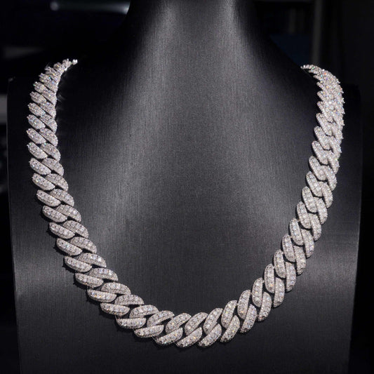 15mm Cuban Link Chain VVS Moissanite Iced Out Link | VTNL0002