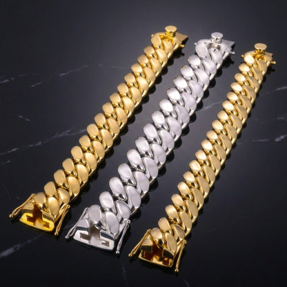 .999 PURE SILVER CUBAN LINK BRACELET 18MM VTBL5003