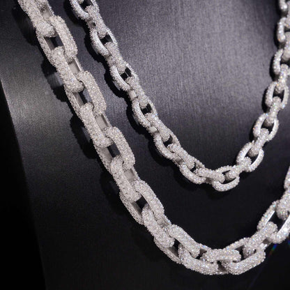 .925 SILVER ROLO LINK MOISSANITE CHAIN PAVÉ SETTINGS 8MM (VTNL2004-S925) & 12MM (VTNL2005-S925)