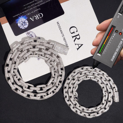 .925 SILVER ROLO LINK MOISSANITE CHAIN PAVÉ SETTINGS 8MM (VTNL2004-S925) & 12MM (VTNL2005-S925)