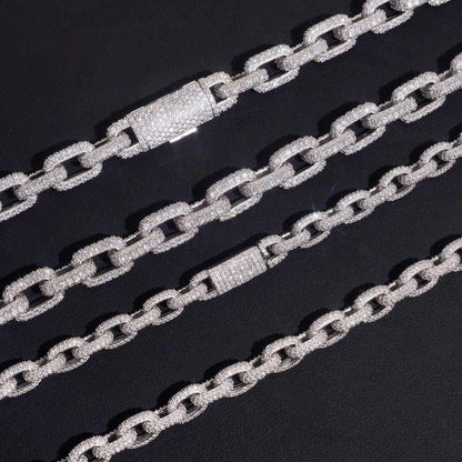 .925 SILVER ROLO LINK MOISSANITE CHAIN PAVÉ SETTINGS 8MM (VTNL2004-S925) & 12MM (VTNL2005-S925)