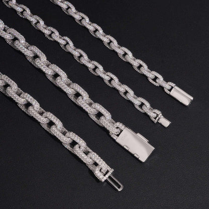 .925 SILVER ROLO LINK MOISSANITE CHAIN PAVÉ SETTINGS 8MM (VTNL2004-S925) & 12MM (VTNL2005-S925)