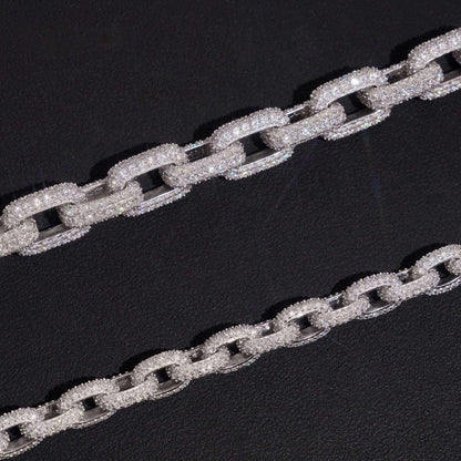 .925 SILVER ROLO LINK MOISSANITE CHAIN PAVÉ SETTINGS 8MM (VTNL2004-S925) & 12MM (VTNL2005-S925)