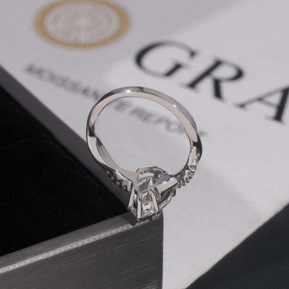 .925 SILVER 3CT PEAR CUT MOISSANITE ENGAGEMENT RING WITH PAVE BAND VTRG1018