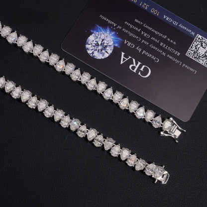.925 SILVER PEAR CUT MOISSANITE TENNIS CHAIN VTNL1004