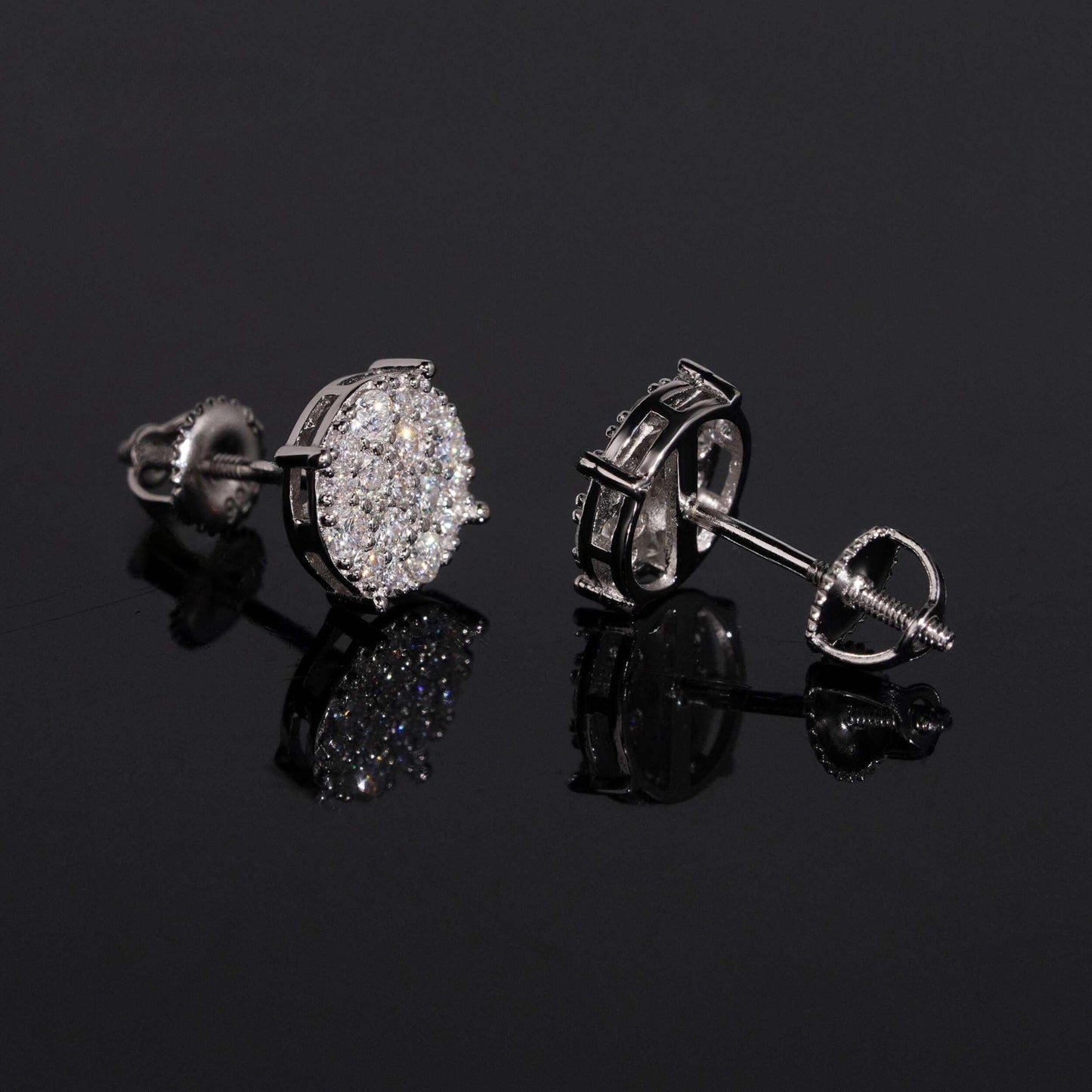 .925 SILVER CLUSTER ROUND CUT MOISSANITE STUD EARRING VTER1003