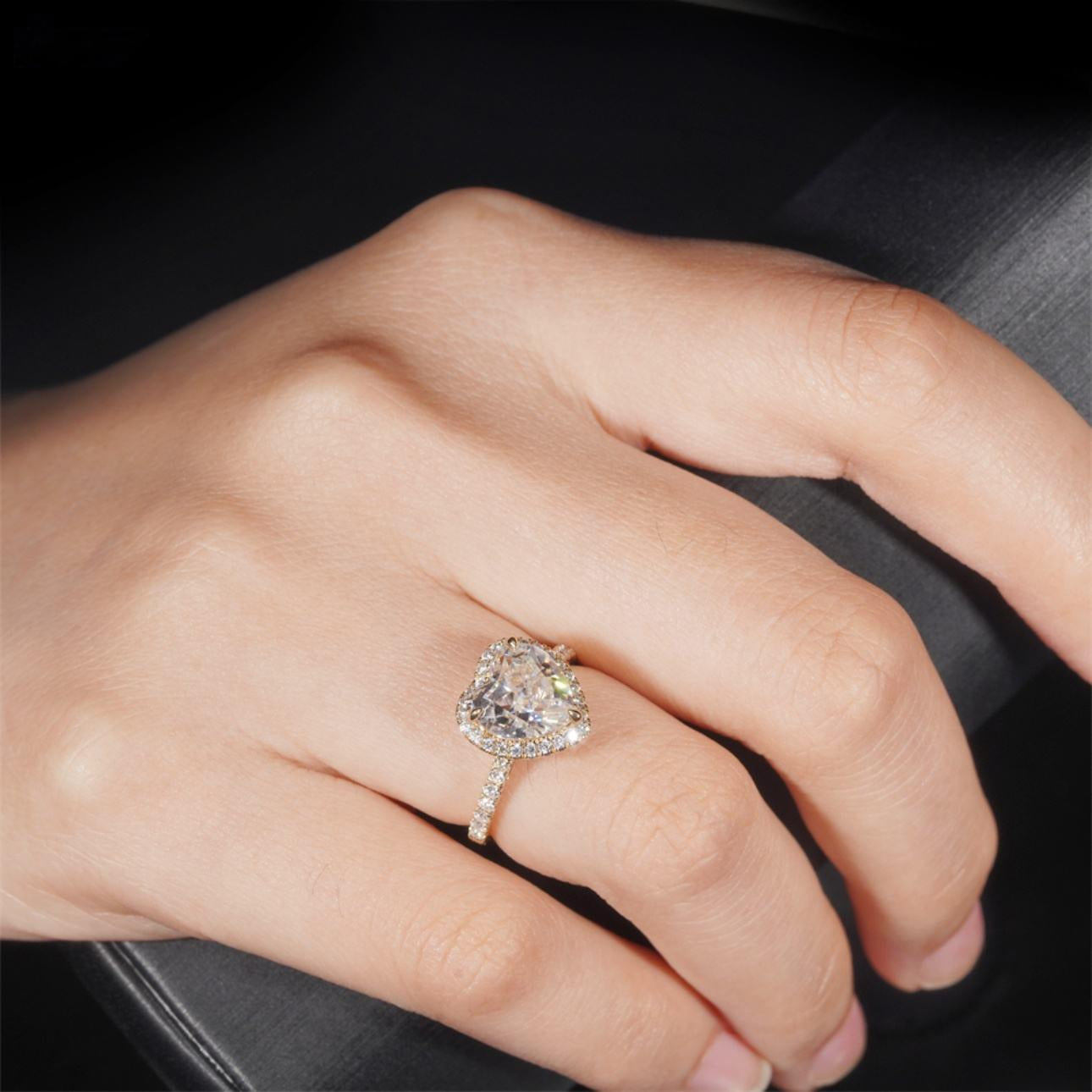 14K GOLD HEART CUT HALO MOISSANITE ENGAGEMENT RING VTRG1008