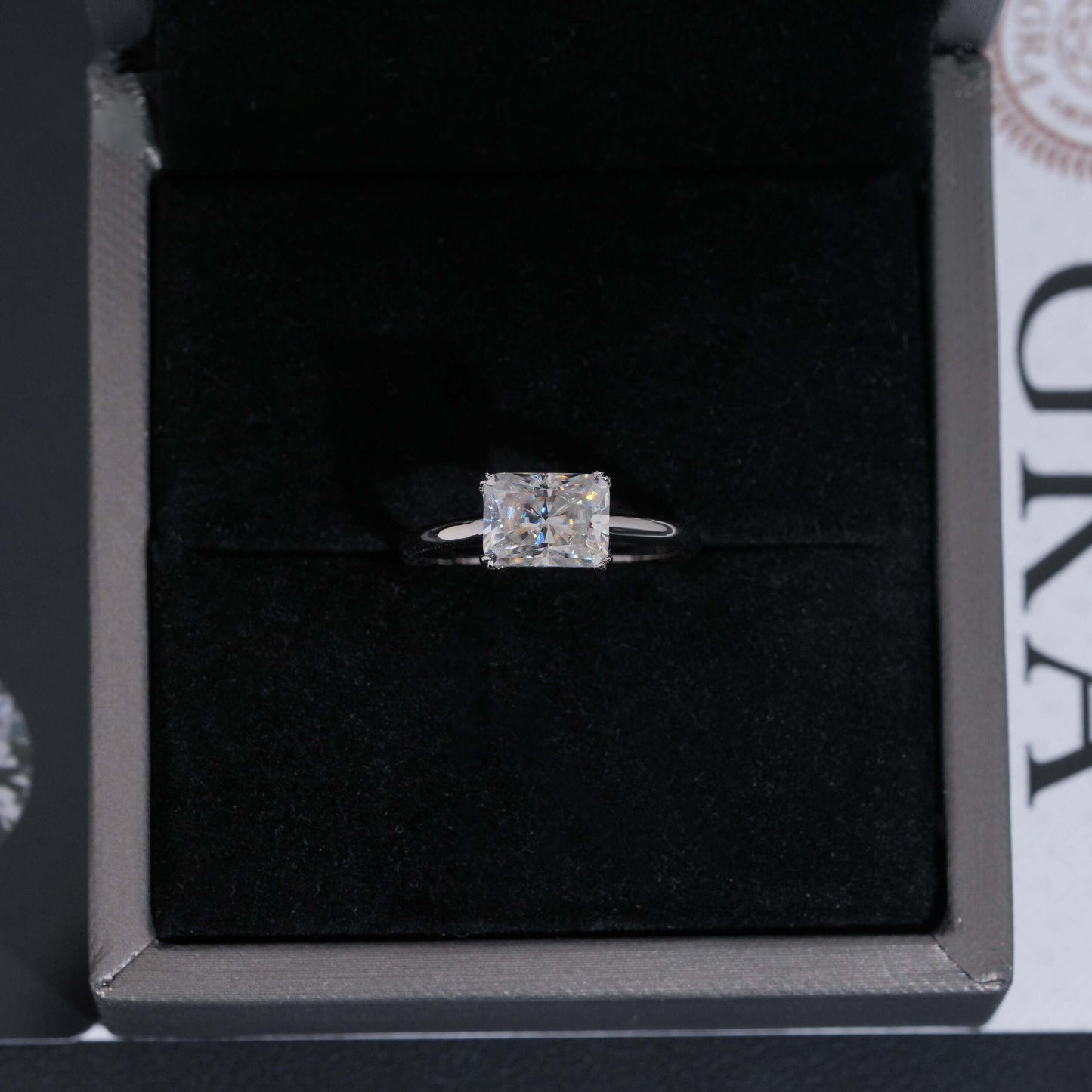 .925 SILVER RADIANT CUT MOISSANITE ENGAGEMENT RING VTRG1003