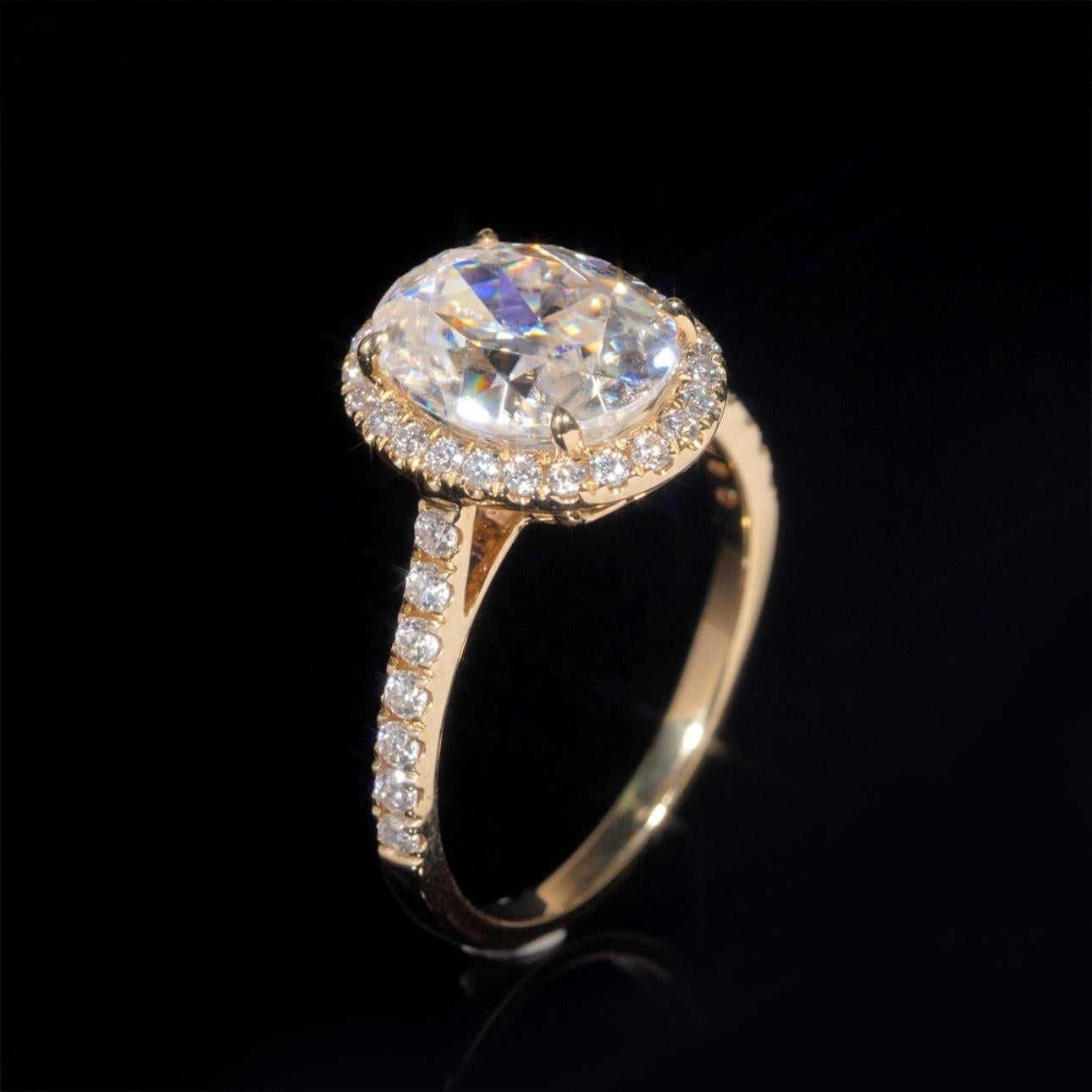 14K GOLD OVAL CUT HALO MOISSANITE ENGAGEMENT RING VTRG1020