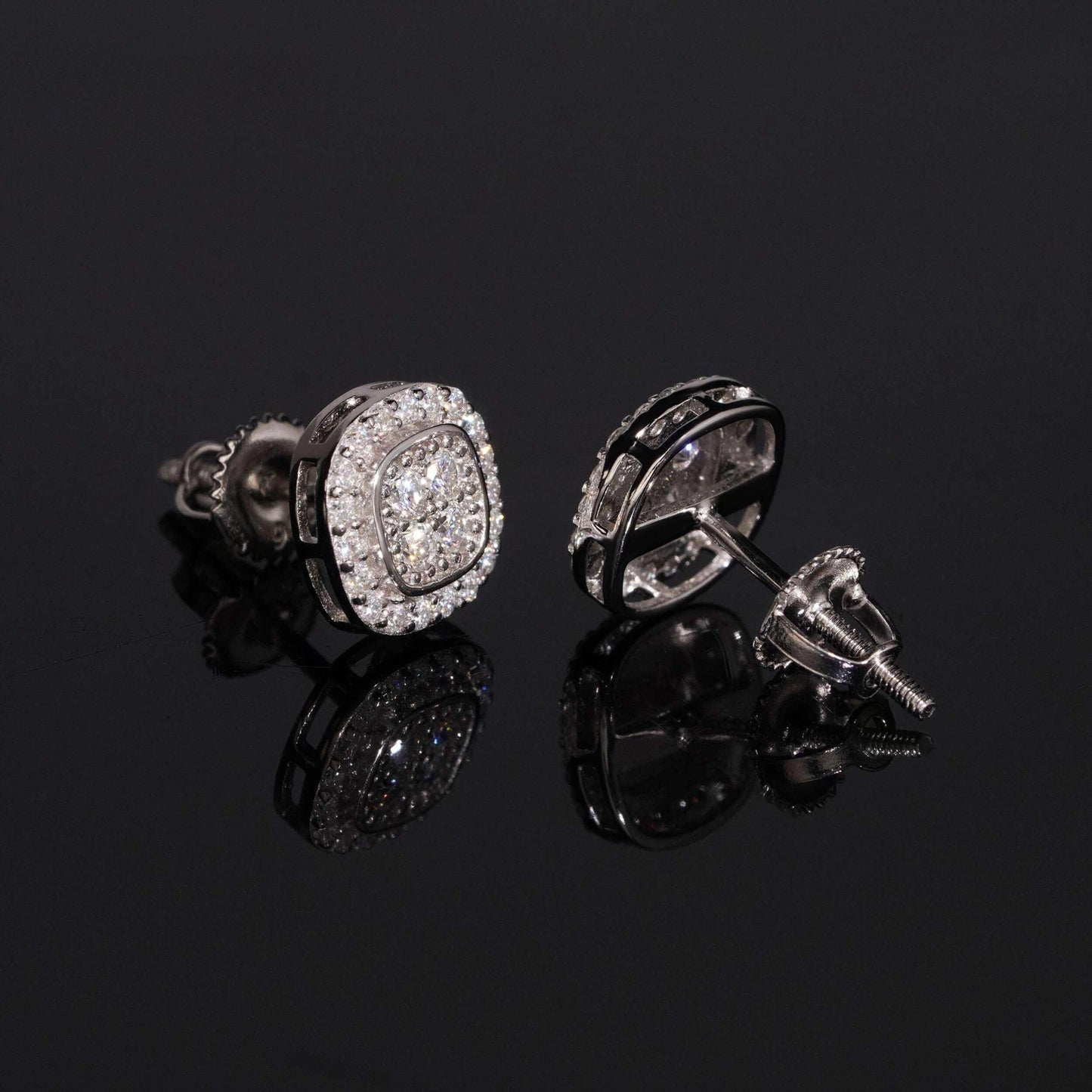 .925 SILVER CUSHION SHAPE ROUND CUT MOISSANITE STUD EARRING VTER1004