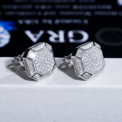 .925 SILVER OCTAGONAL SHAPED MOISSANITE STUD EARRING VTER1010