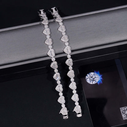 .925 SILVER HEARTS BAGUETTE CUT MOISSANITE BRACELET VTBL5004