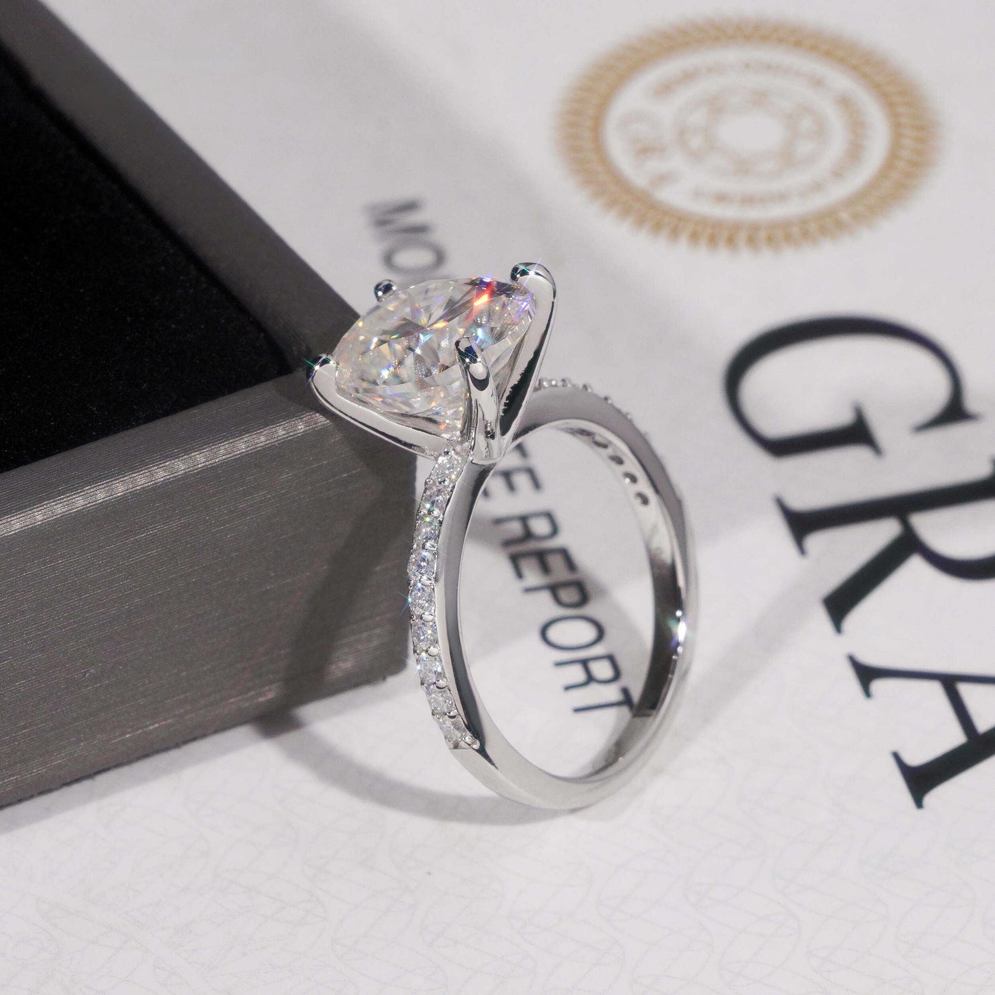 .925 SILVER OVAL CUT MOISSANITE ENGAGEMENT RING WITH MICRO PAVE VTRG1009