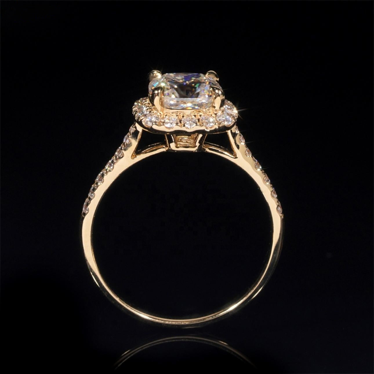 14K GOLD RADIANT CUT HALO MOISSANITE ENGAGEMENT RING VTRG1028