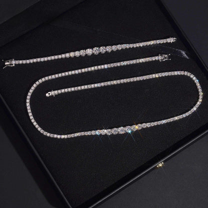 .925 SILVER GRADUATING ROUND CUT MOISSANITE TENNIS CHAIN 5MM VTNL1003