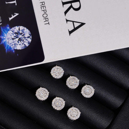 .925 SILVER CLUSTER ROUND CUT RADIANT HALO MOISSANITE STUD EARRING VTER1005
