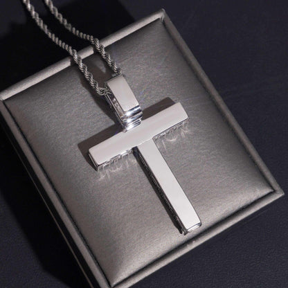 .925 SILVER CROSS EMERALD CUT MOISSANITE PENDANT VTPT0002