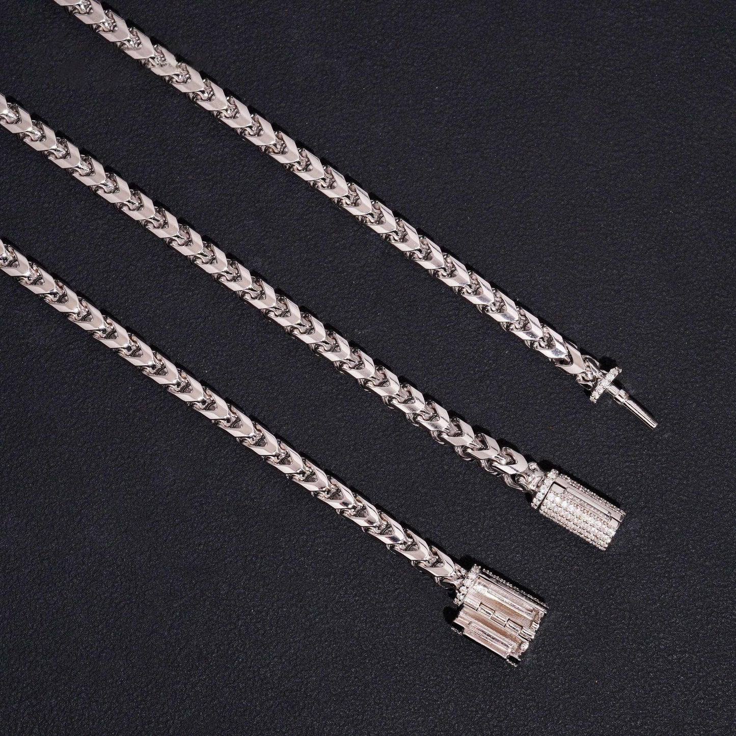 .925 SILVER FRANCO CHAIN WITH MOISSANITE CLASP 4MM VTNL2003