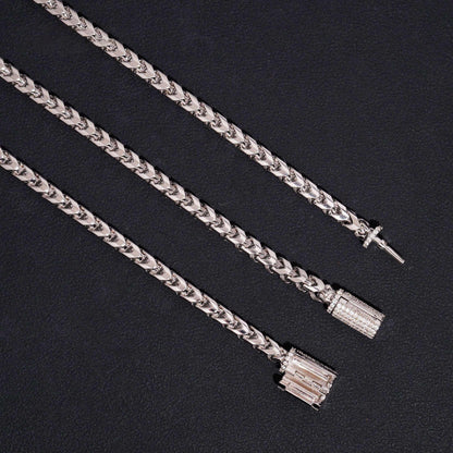 .925 SILVER FRANCO CHAIN WITH MOISSANITE CLASP 4MM VTNL2003