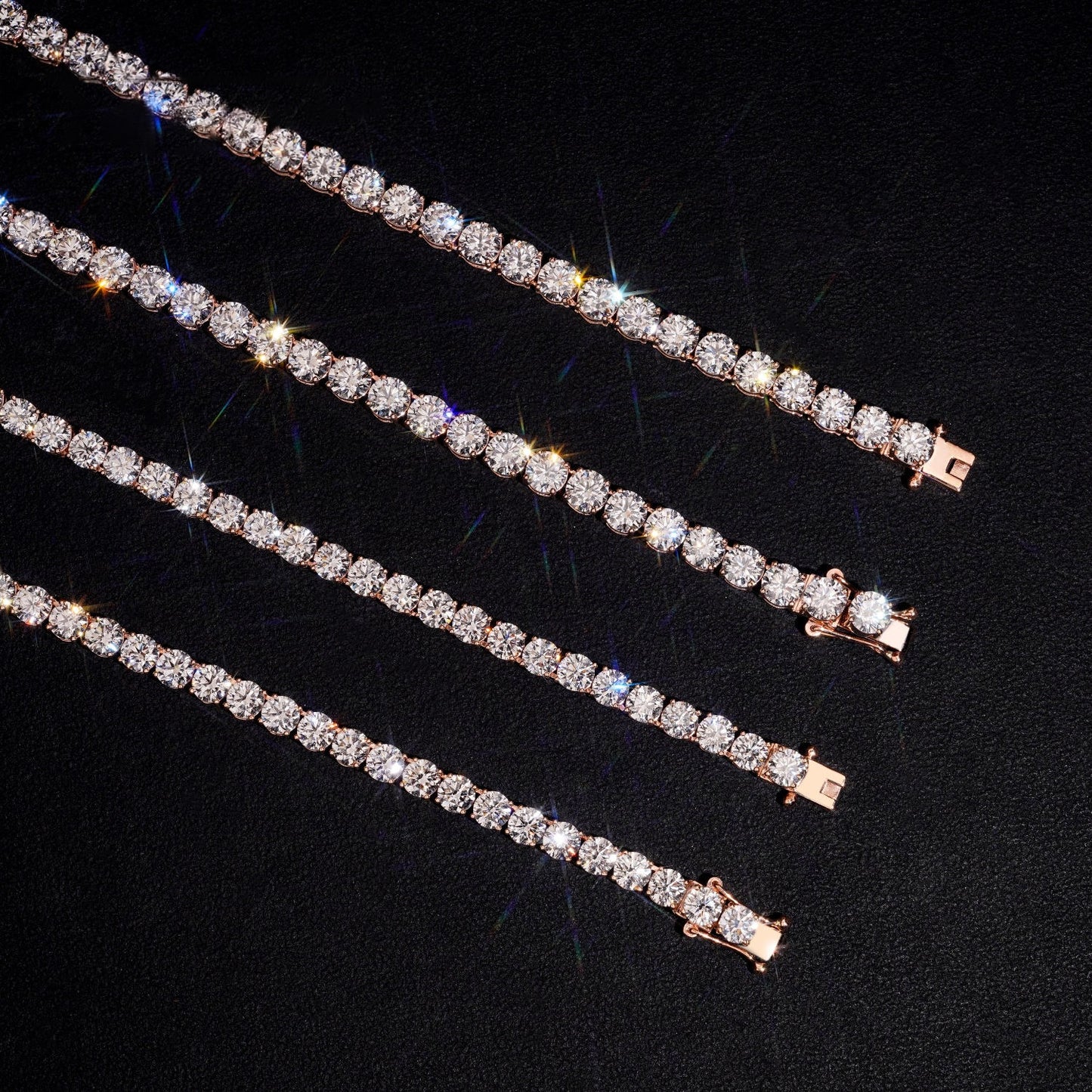 10K GOLD RD CUT MOISSANITE/LAB GROWN DIAMOND TENNIS CHAIN 2MM-5MM VTNL1007