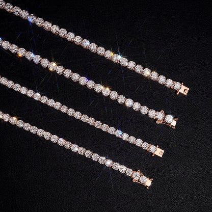 10K GOLD RD CUT MOISSANITE/LAB GROWN DIAMOND TENNIS CHAIN 2MM-5MM VTNL1007