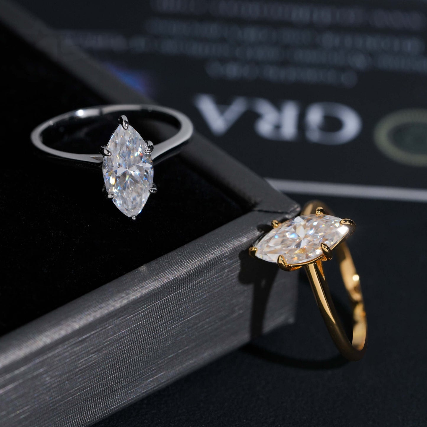 .925 SILVER MARQUISE CUT MOISSANITE ENGAGEMENT RING VTRG1006
