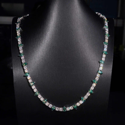 .925 SILVER ROUND PEAR CUT MOISSANITE TENNIS CHAIN 5MM VTNL1002