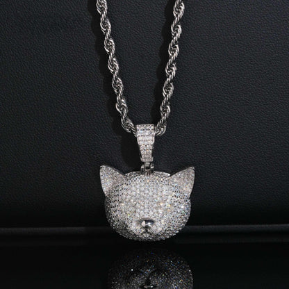 .925 SILVER CAT HEAD MOISSANITE PENDANT VTPT0004