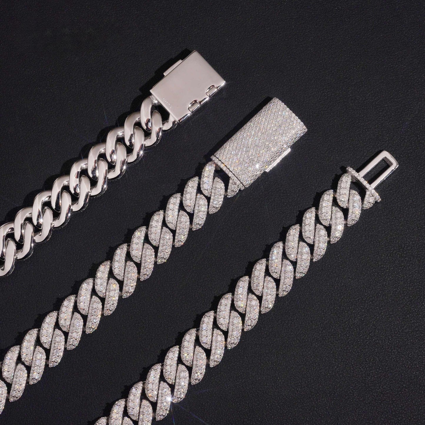 .925 SILVER MIAMI CUBAN ICED OUT MOISSANITE CHAIN 15MM VTNL0002
