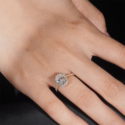 14K GOLD CUSHION CUT HALO MOISSANITE ENGAGEMENT RING VTRG1022
