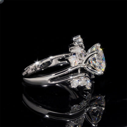 14K GOLD ROUND AND MARQUISE CUT MOISSANITE FLOWER INSPIRED ENGAGEMENT RING VTRG1007