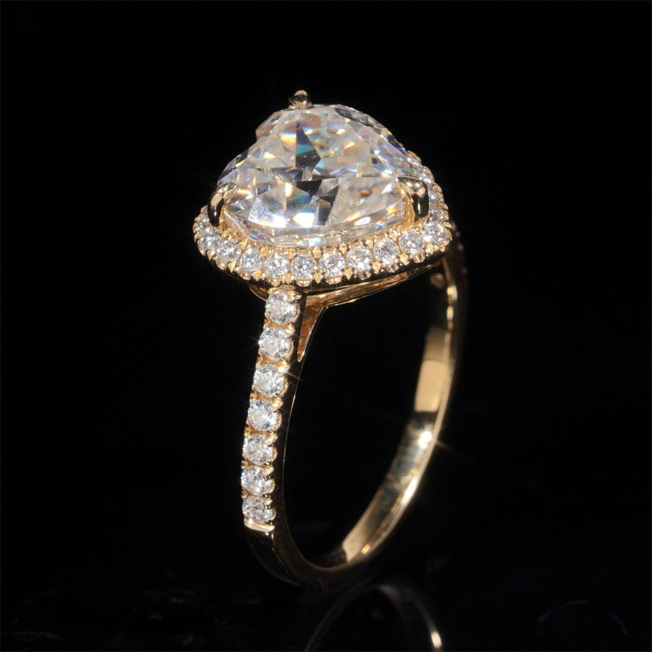 14K GOLD HEART CUT HALO MOISSANITE ENGAGEMENT RING VTRG1008