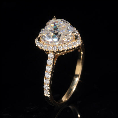 14K GOLD HEART CUT HALO MOISSANITE ENGAGEMENT RING VTRG1008