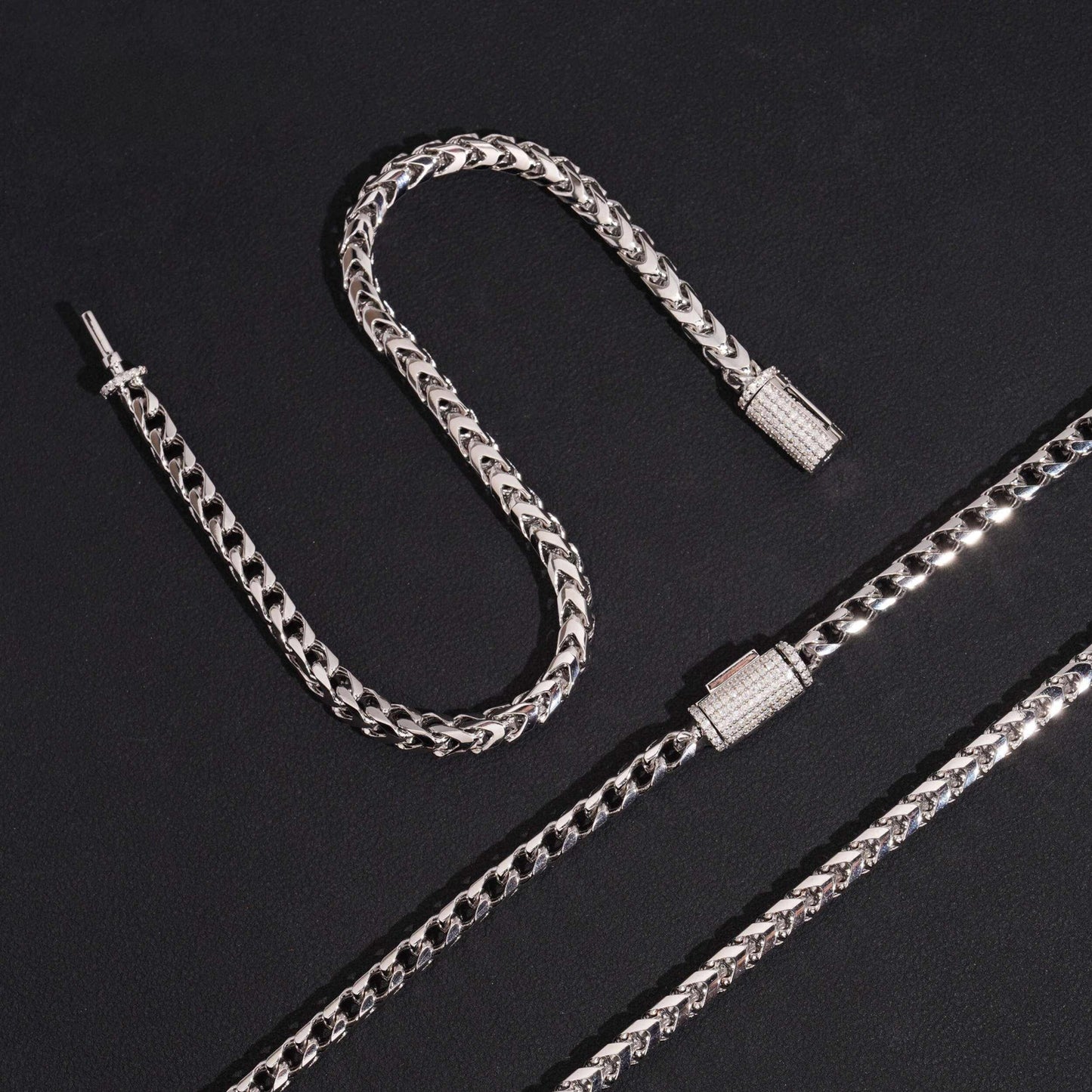 .925 SILVER FRANCO CHAIN WITH MOISSANITE CLASP 4MM VTNL2003