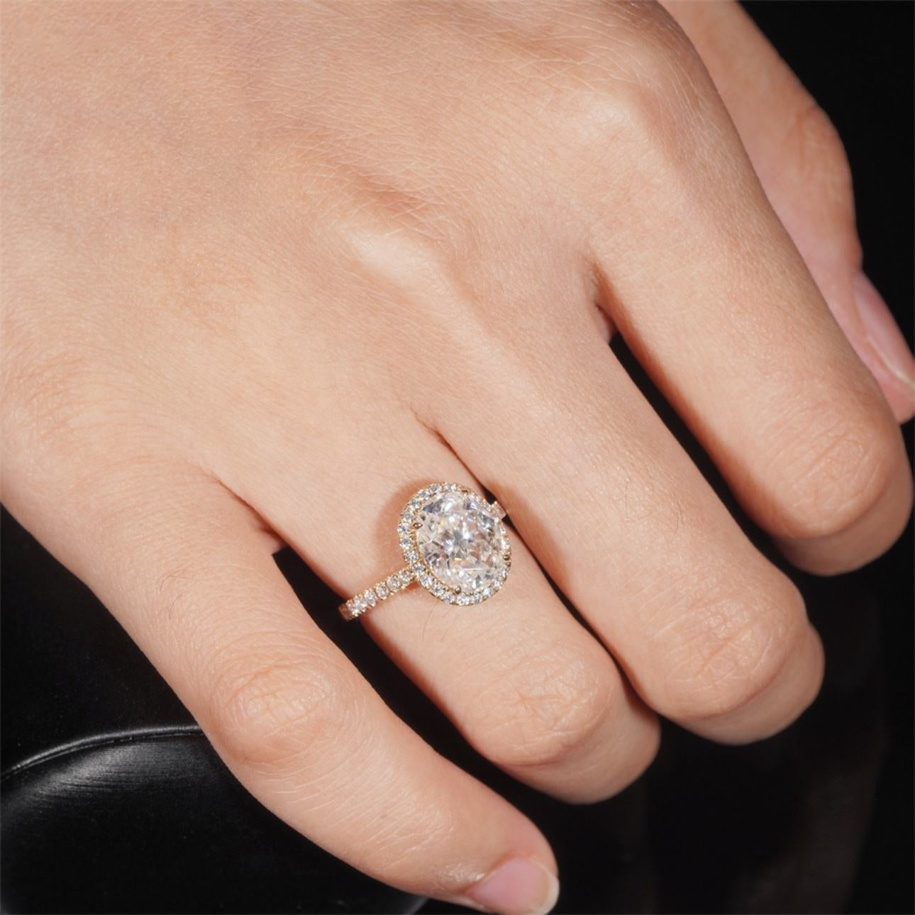 14K GOLD OVAL CUT HALO MOISSANITE ENGAGEMENT RING VTRG1020