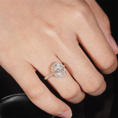 14K GOLD OVAL CUT HALO MOISSANITE ENGAGEMENT RING VTRG1020