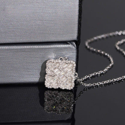 .925 SILVER BAGUETTE CUT DIAMOND FOUR-POINT CLOVER PENDANT VTNL3001