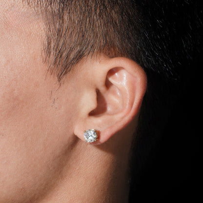 10K GOLD ROUND CUT MOISSANITE STUD EARRING WITH PAVE VTER1016